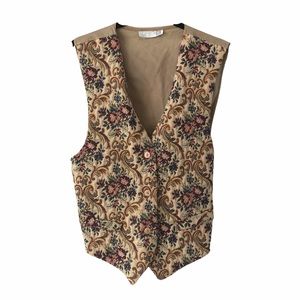 Vintage Cleo Floral Print Vest Grandma medium